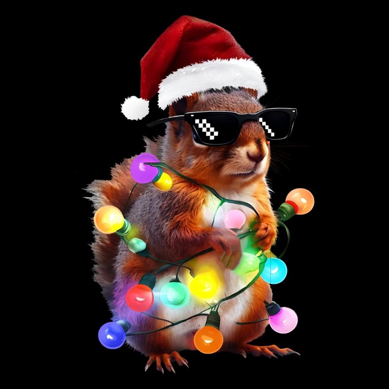 Weihnachts Eichhörnchen mit Lichterkett