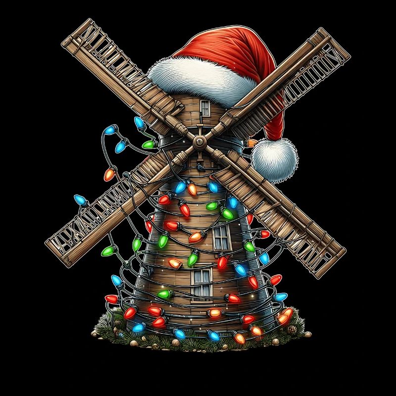 Windmill Wind Power Santa Hat Xmas