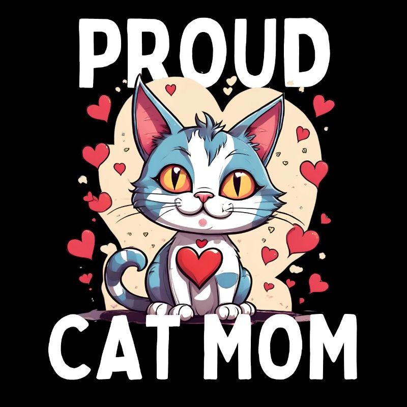 Fier chat maman coeur chaton pour