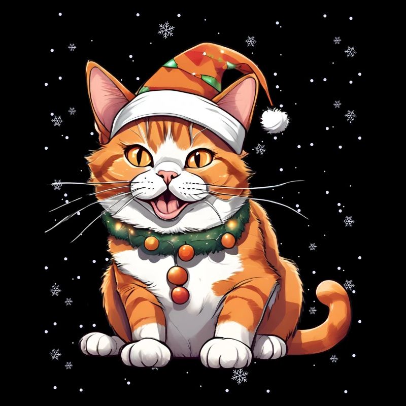 Drôle de chat de Noël avec chapeau et