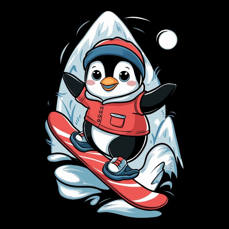 Pinguin Snowboard Abenteuer Im Winter