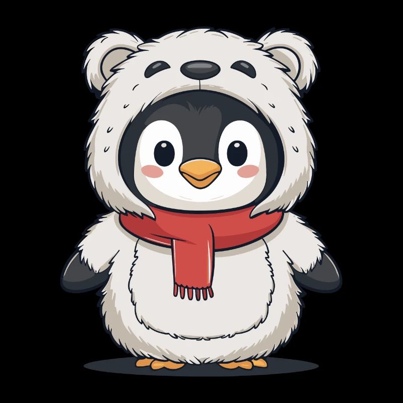 Niedlicher Pinguin Im Bärenkostüm