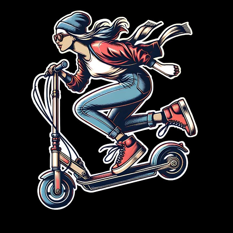 E-Scooter E-Roller Frau Scooter