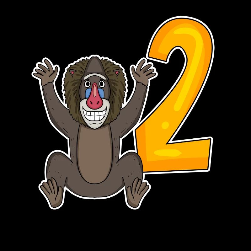 2 Birthday Motif Monkey - Two Years Old