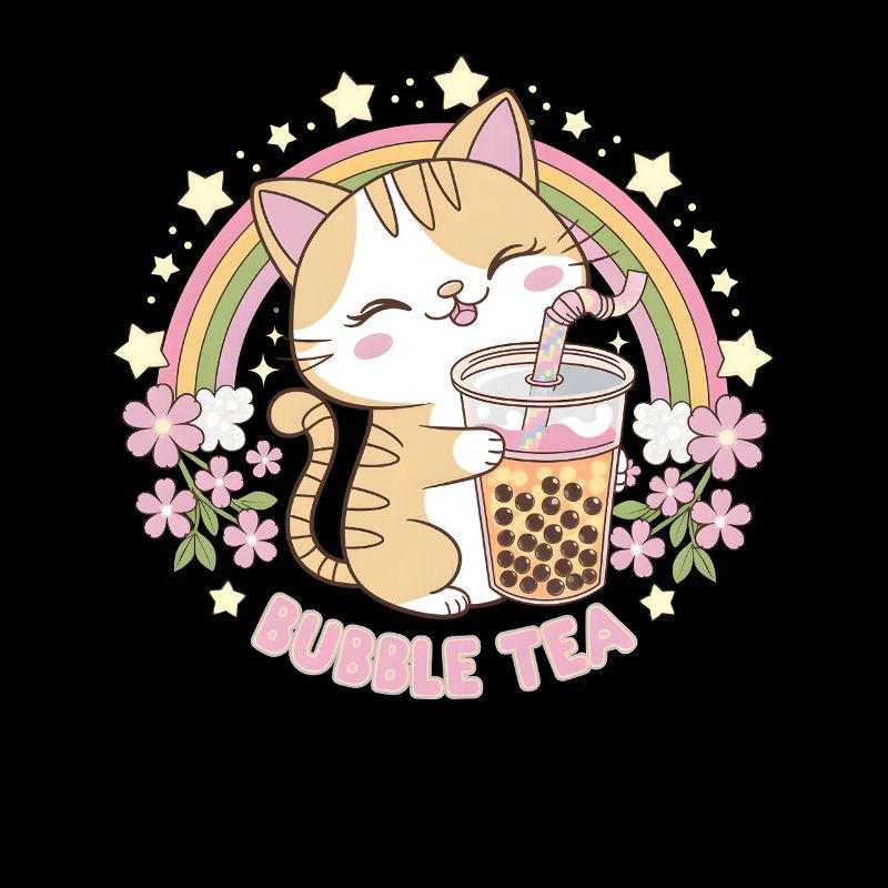Nettes Bubble Tea Regenbogen Katze