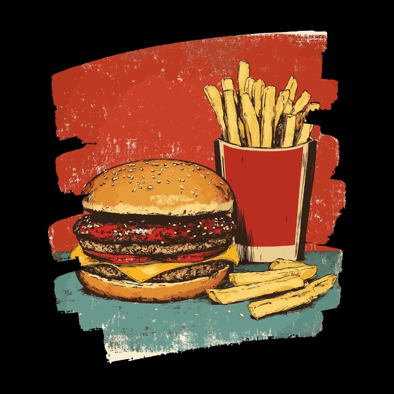 Burger und Fritten Retro