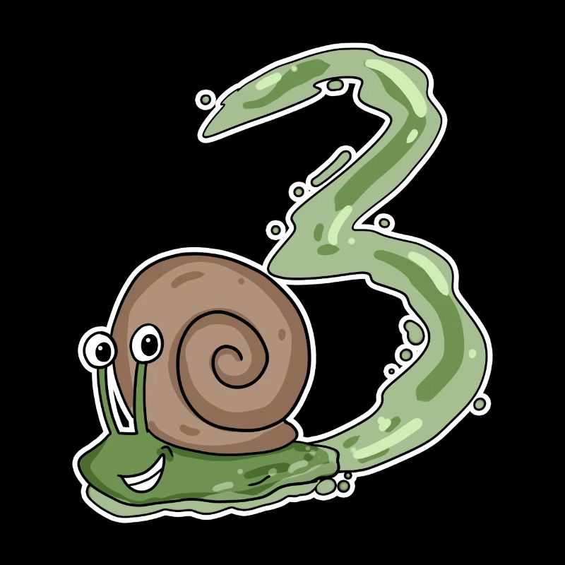 Three 3 - Number 3 - Number 3 Birthday Snail