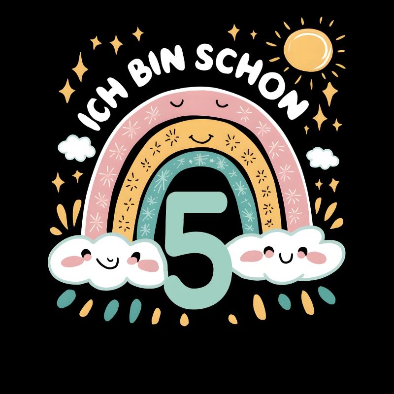 5. Geburtstag Geburtstagsshirt Regenbogen Wolke