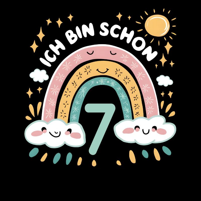 7. Geburtstag Geburtstagsshirt Regenbogen Wolke