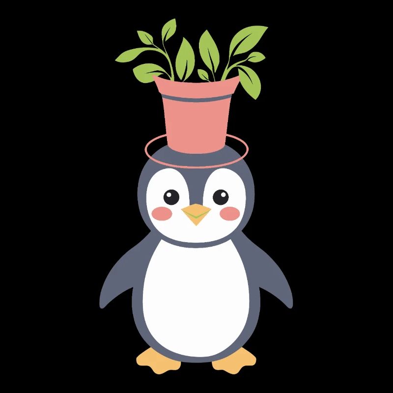 Plante amant pingouin avec pot de fleurs sur le