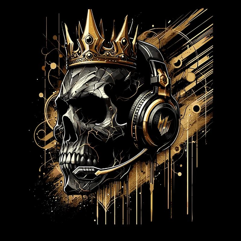 Crâne de joueur avec casque Crown Doré