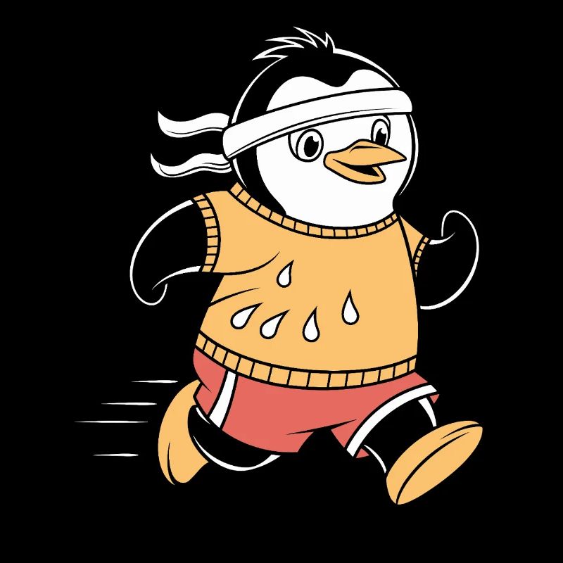 Illustration de coureur pingouin athlétique