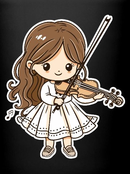 Violoniste fille dessin animé