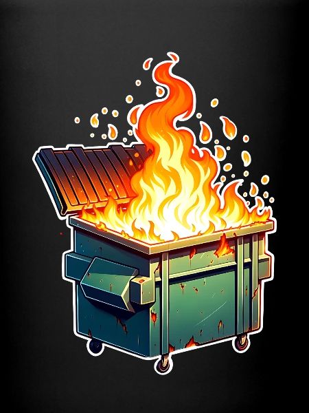Burning garbage can