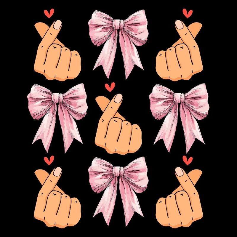 Coquette Bogen Saranghae Kpop Finger Herz Rosa