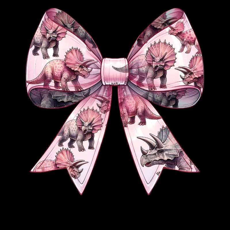 Coquette Bow Triceratops Dinosaur Pattern Pink