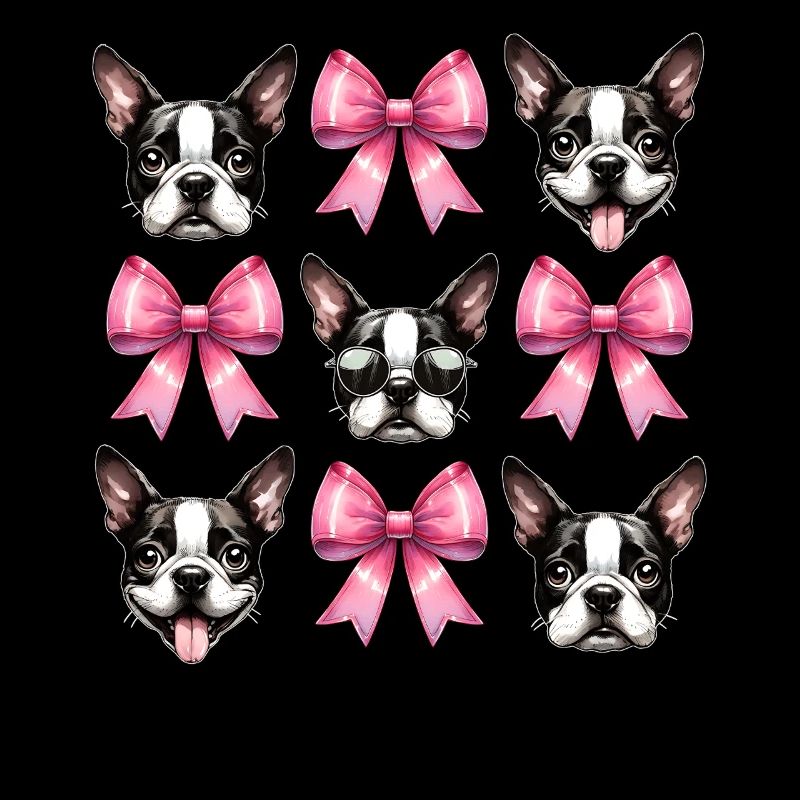 Coquette Bow Boston Terrier Chien Maman Rose