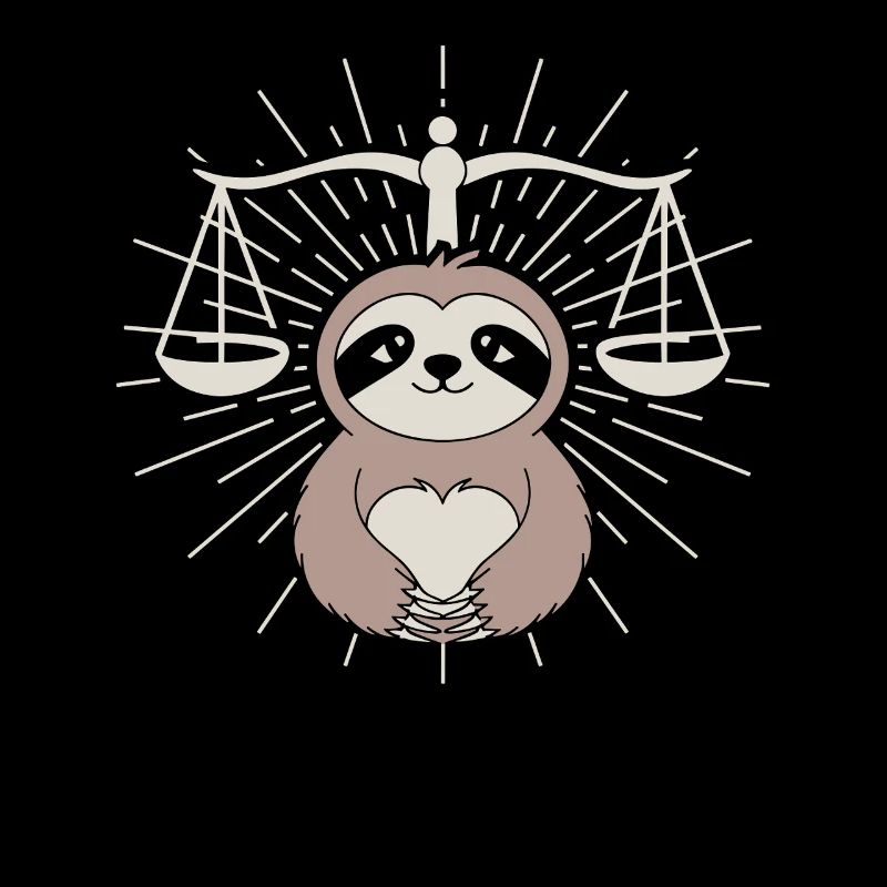 Libra Zodiac Sloth with Heart Motif