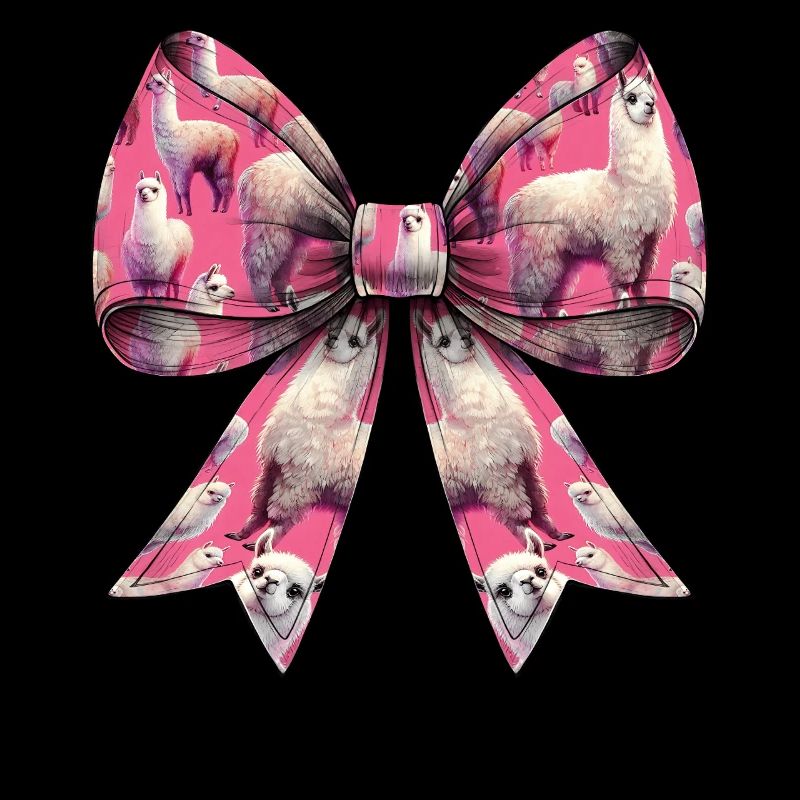 Coquette Bow Alpaca Llama Pattern Pink
