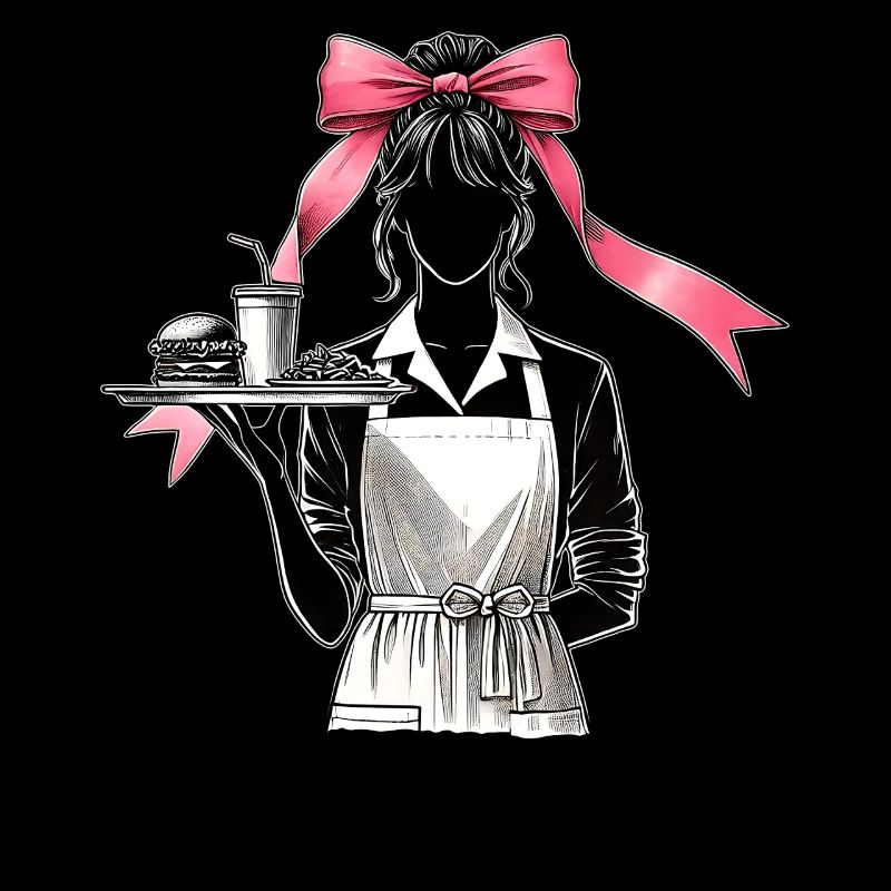 Coquette Bow Lunch Lady Cafeteria Worker Mom
