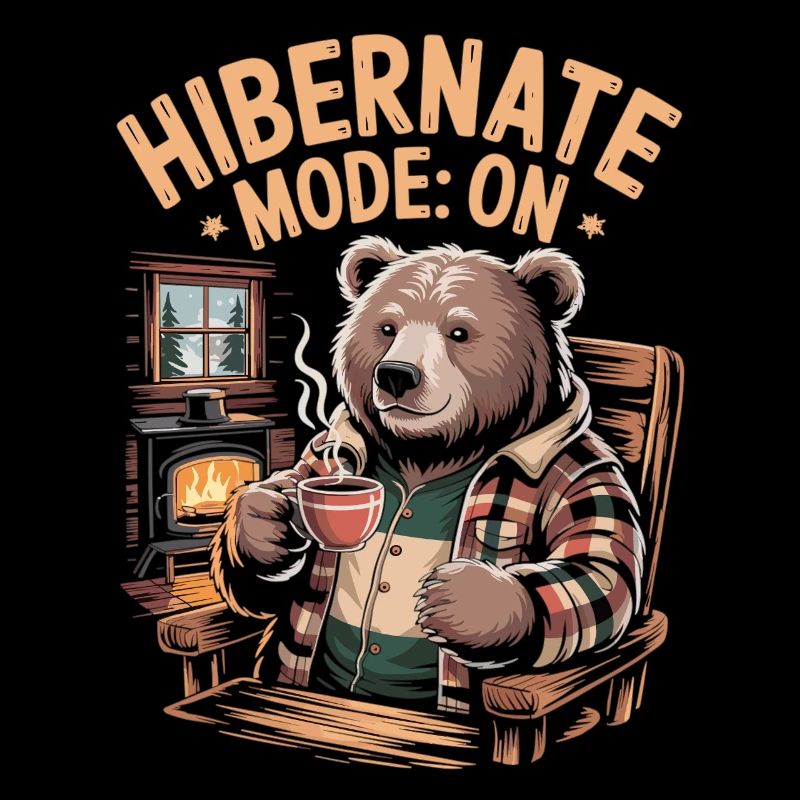 Relaxed bear in winter mode