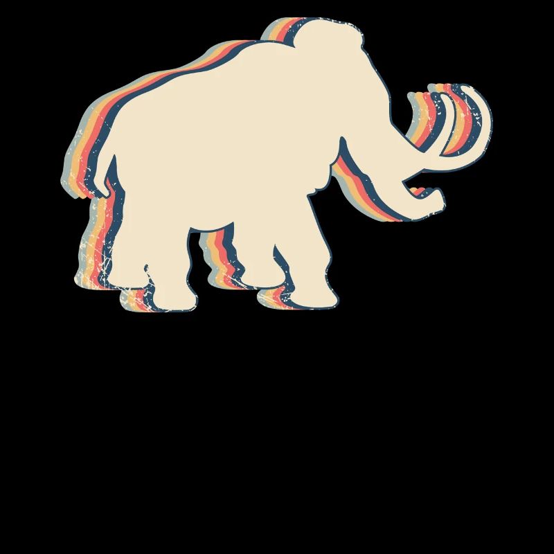 Mammoth Elephant Retro Line Art
