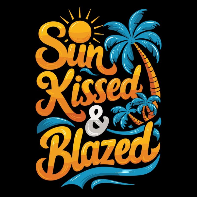 Vacation, Palm Trees, Sun, Blazed Style