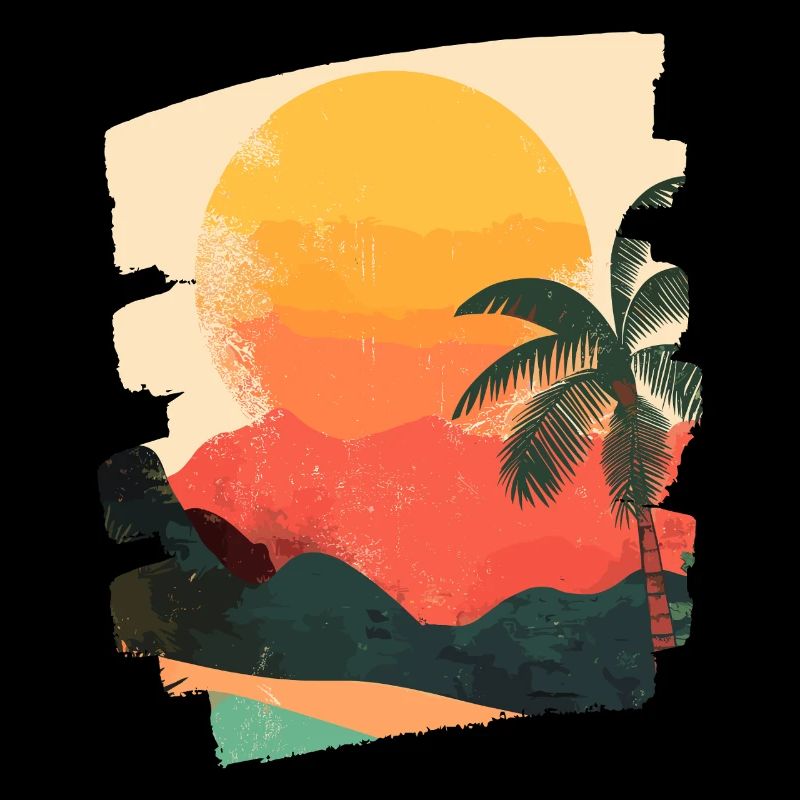 Coucher de soleil sur les palmiers d’été