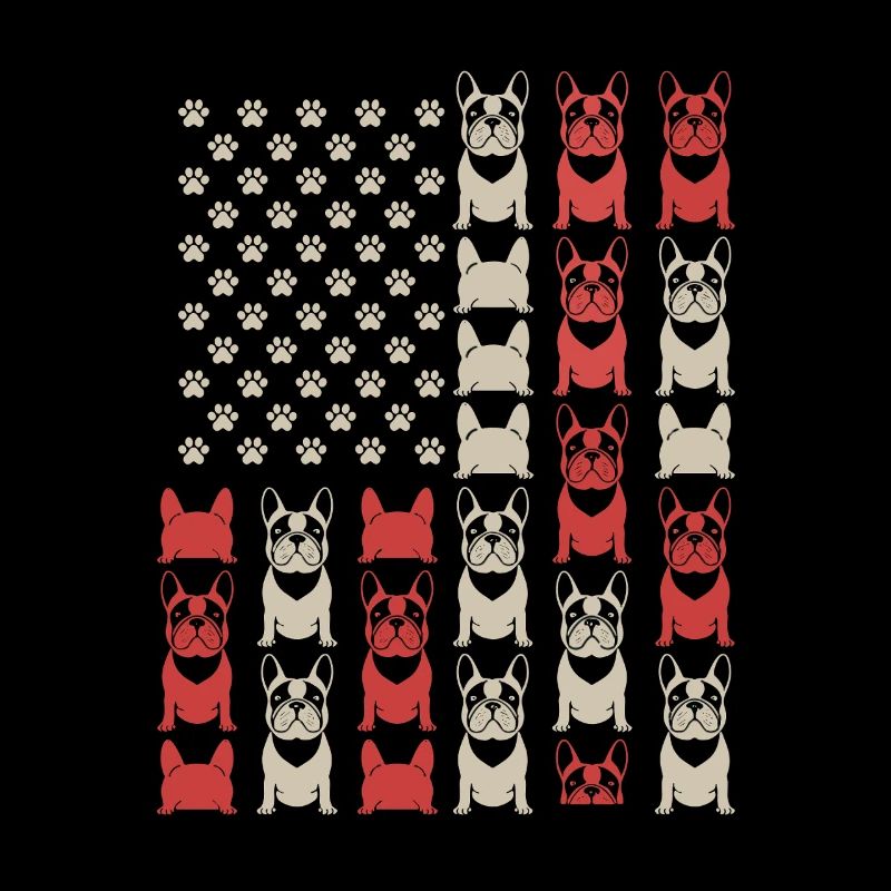 French Bulldogs Flag Dog Paws Pattern