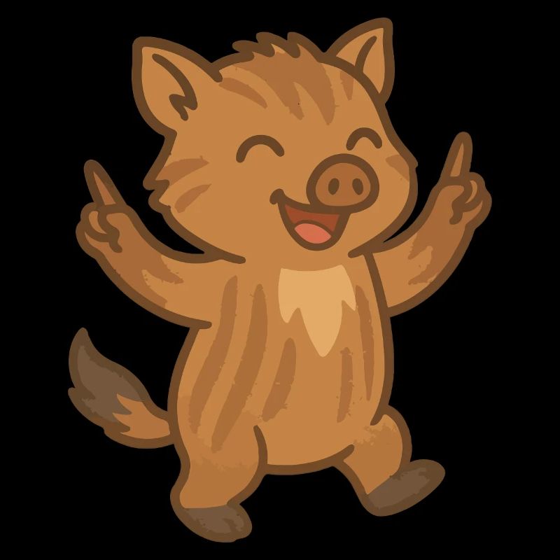 Dancing wild boar youngster
