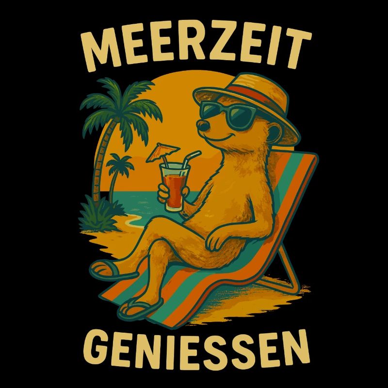 Erdmännchen Urlaub Strand Sommer Meer Palmen