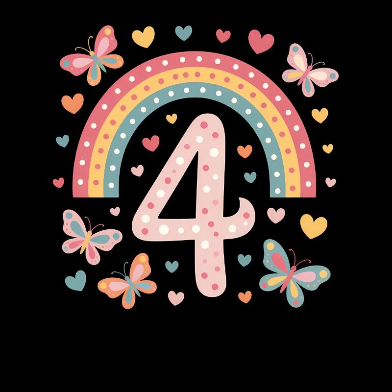 Regenbogen Schmetterling 4. Geburtstag Mädchen