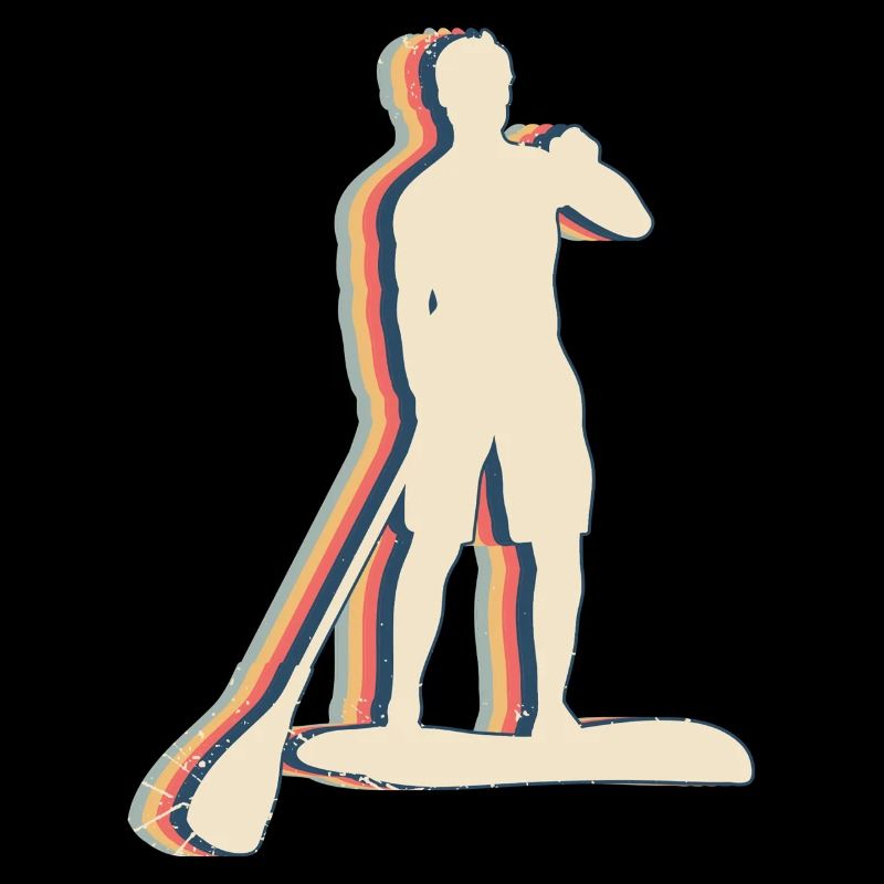 Stand Up Paddle SUP Retro Line Art