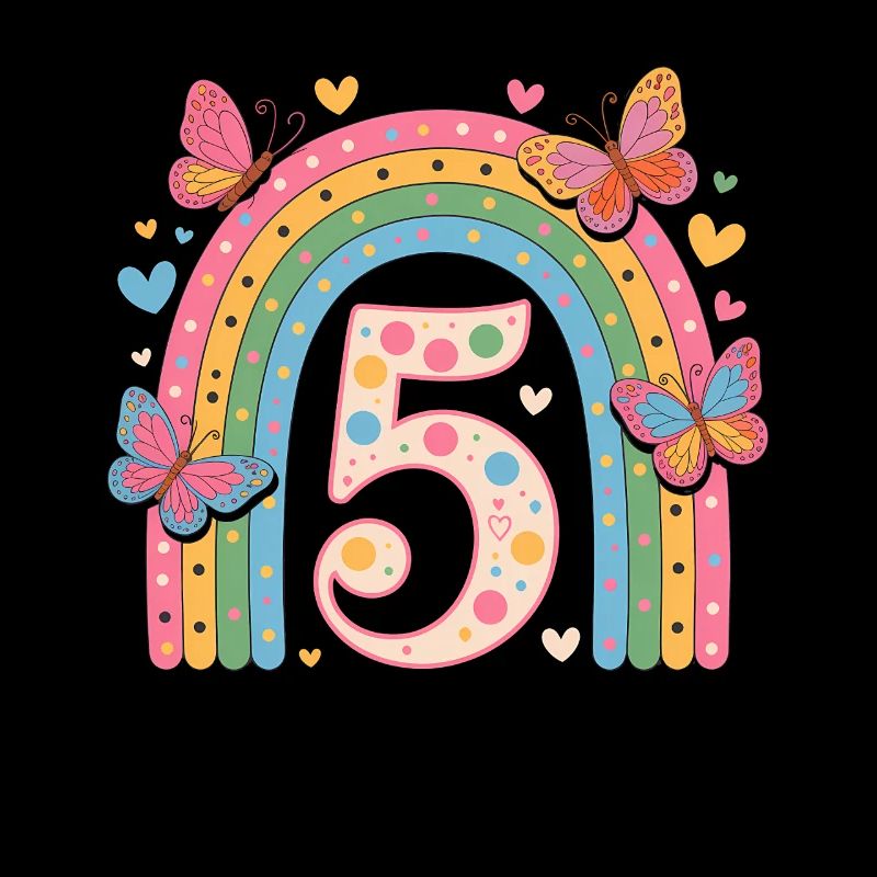 Regenbogen Schmetterling 5. Geburtstag Mädchen