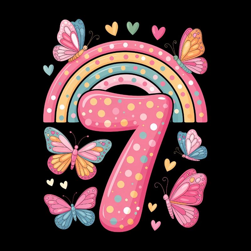 Regenbogen Schmetterling 7. Geburtstag Mädchen