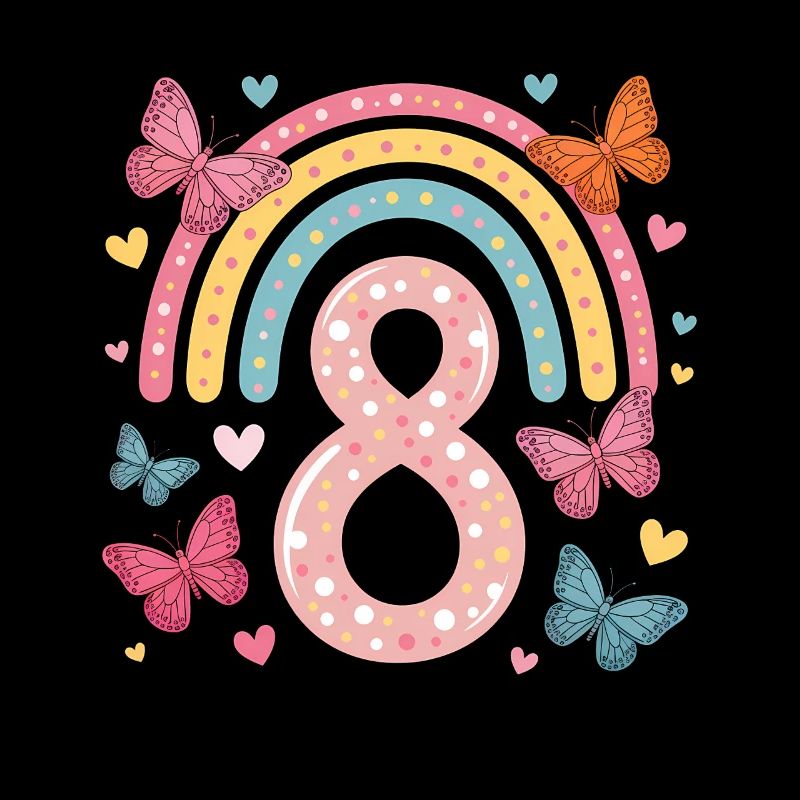Regenbogen Schmetterling 8. Geburtstag Mädchen