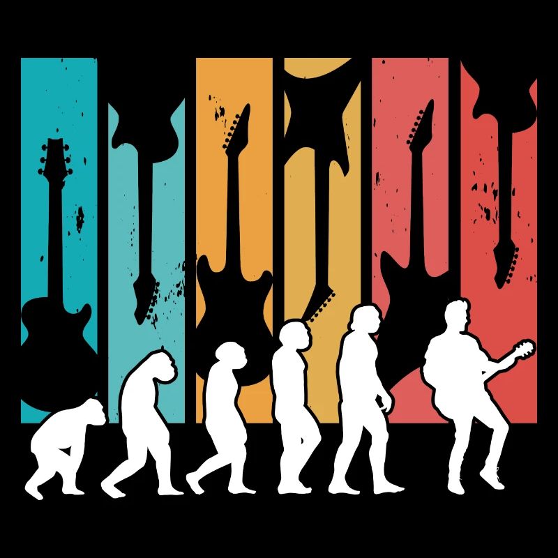 Human Evolution Guitar Band Retro Vintage