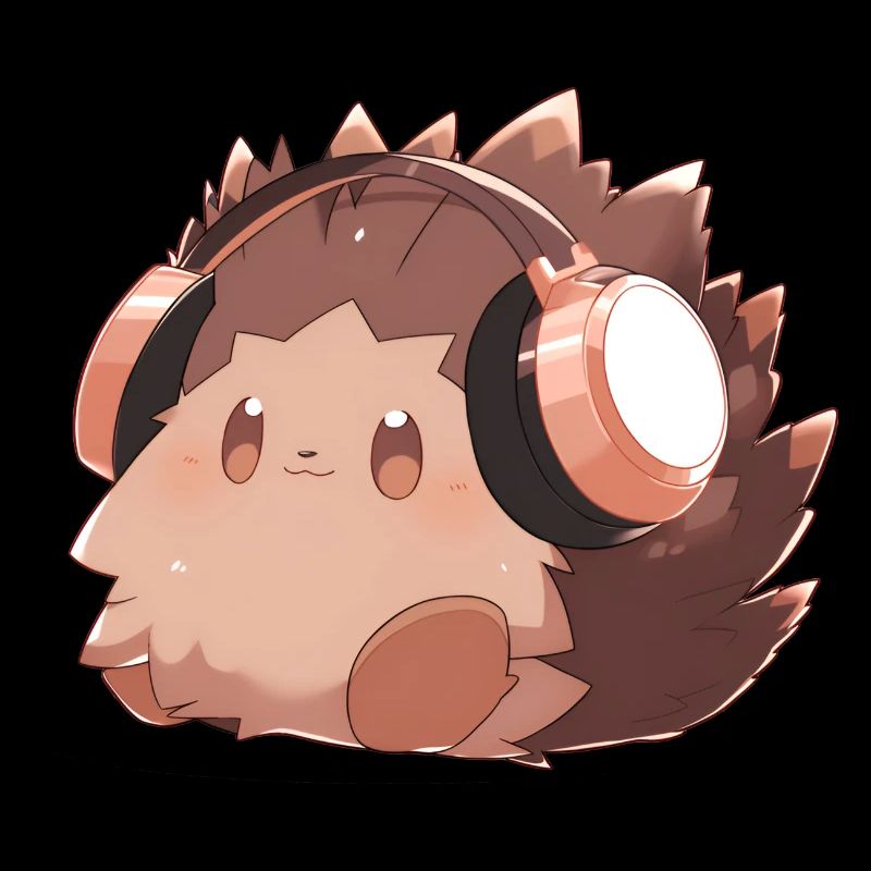 Hérisson mignon avec des écouteurs