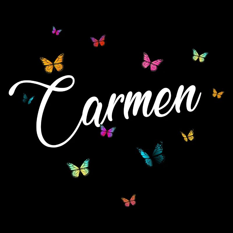 CARMEN - Mädchen Name mit bunten Schmetterlingen
