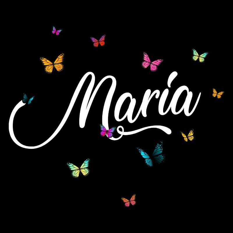 MARIA - Mädchen Name mit bunten Schmetterlingen