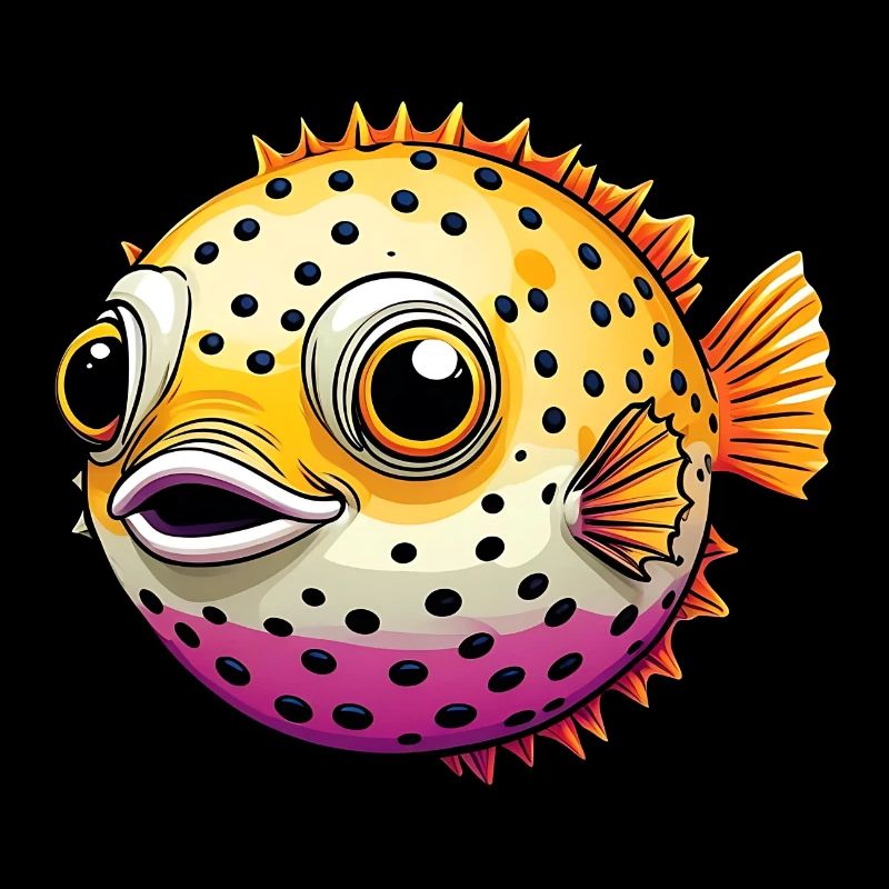 Poisson-globe coloré riant joyeux