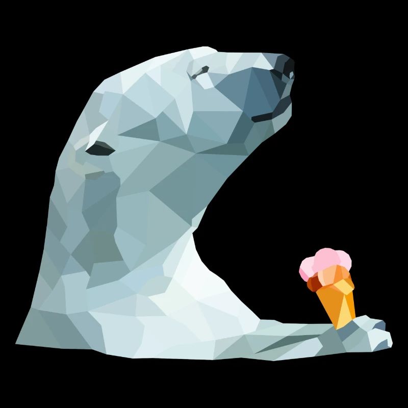 Polar bear with ice cream. Vector