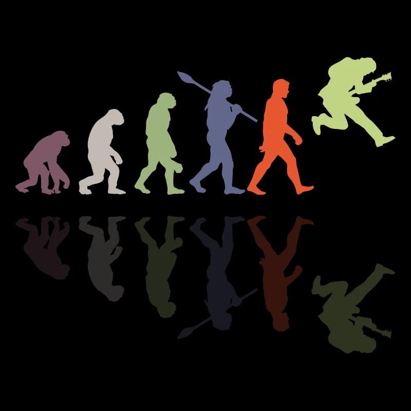 Human Evolution Guitar Band Retro Vintage
