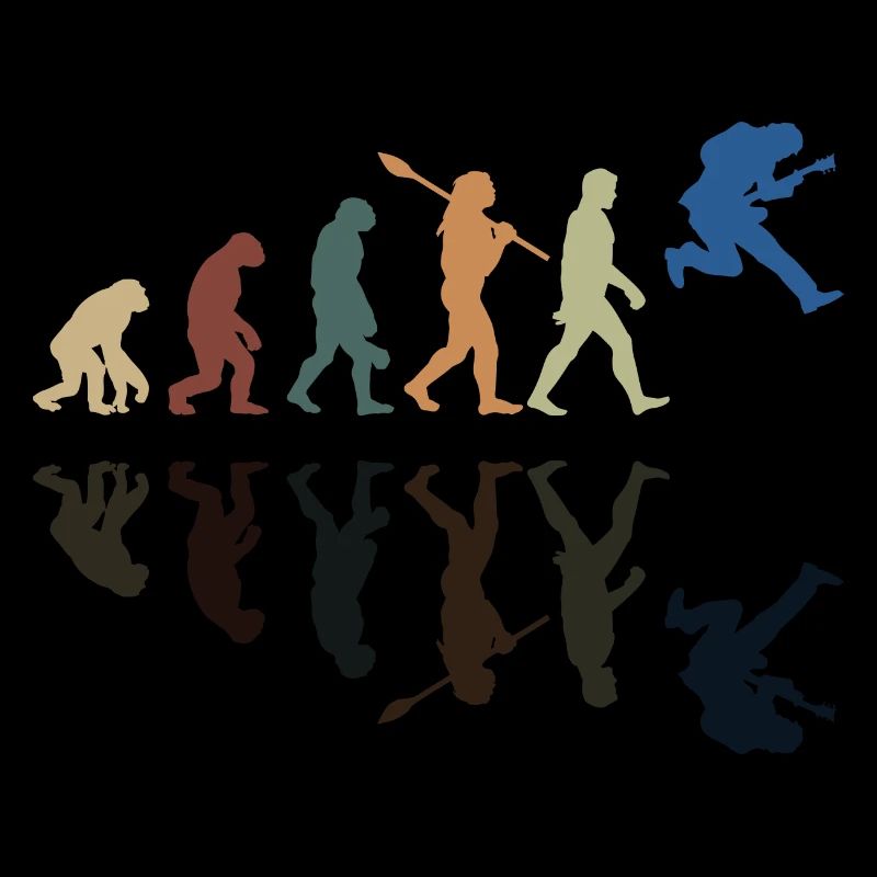 Human Evolution Guitar Band Retro Vintage