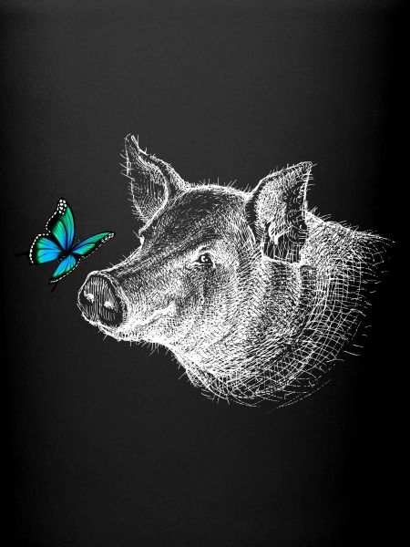 Cochon avec papillon