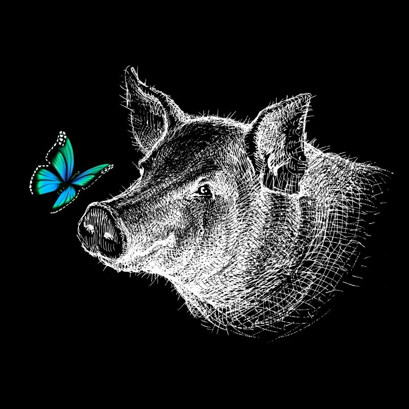 Cochon avec papillon