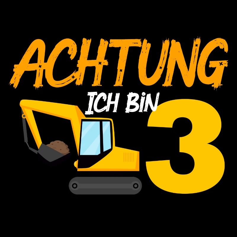 Ich bin 3 Bagger 3. Geburtstag 3 Jahre Bauarbeiter