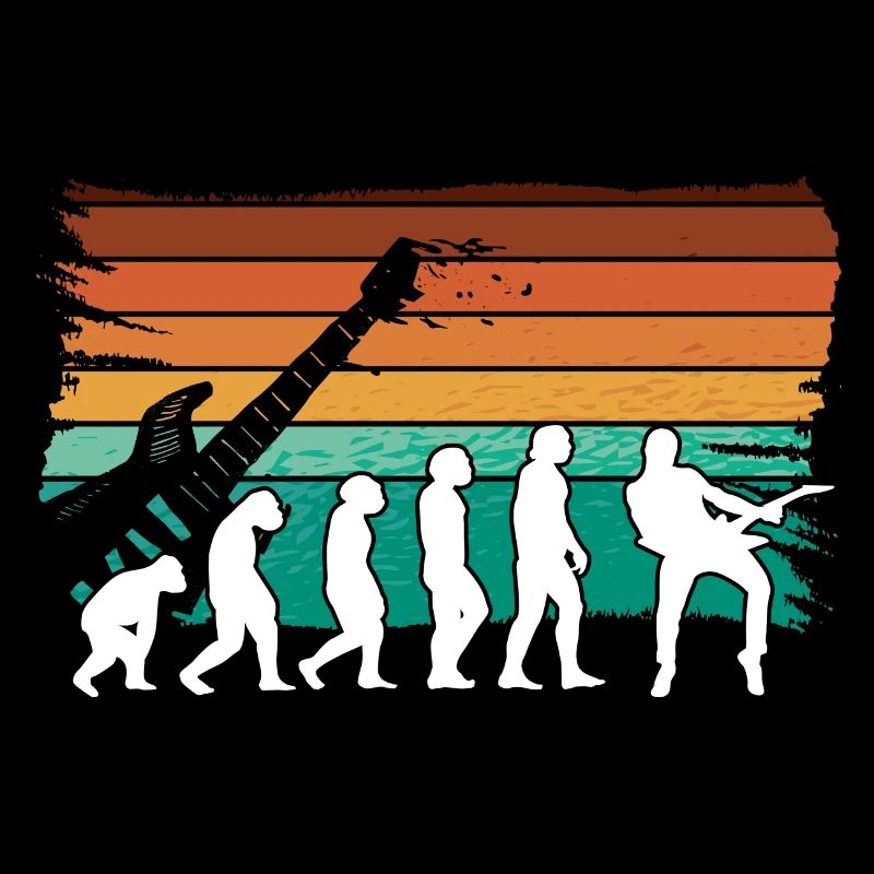 Human Evolution Guitar Band Retro Vintage