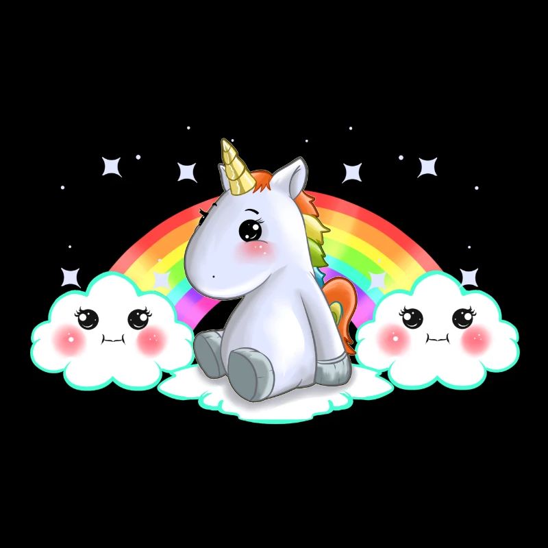 Sitzender Einhorn-Regenbogen Kawaii bewölkt Geschenk-Idee