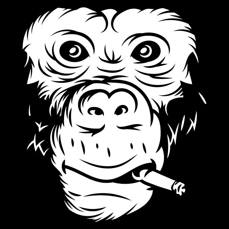 Cool monkey face with cigarette